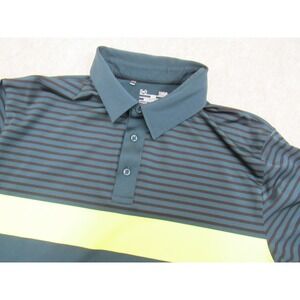 Under Armour HeatGear Coldblack Polo Shirt Mens Large Teal Striped Neon 1253472